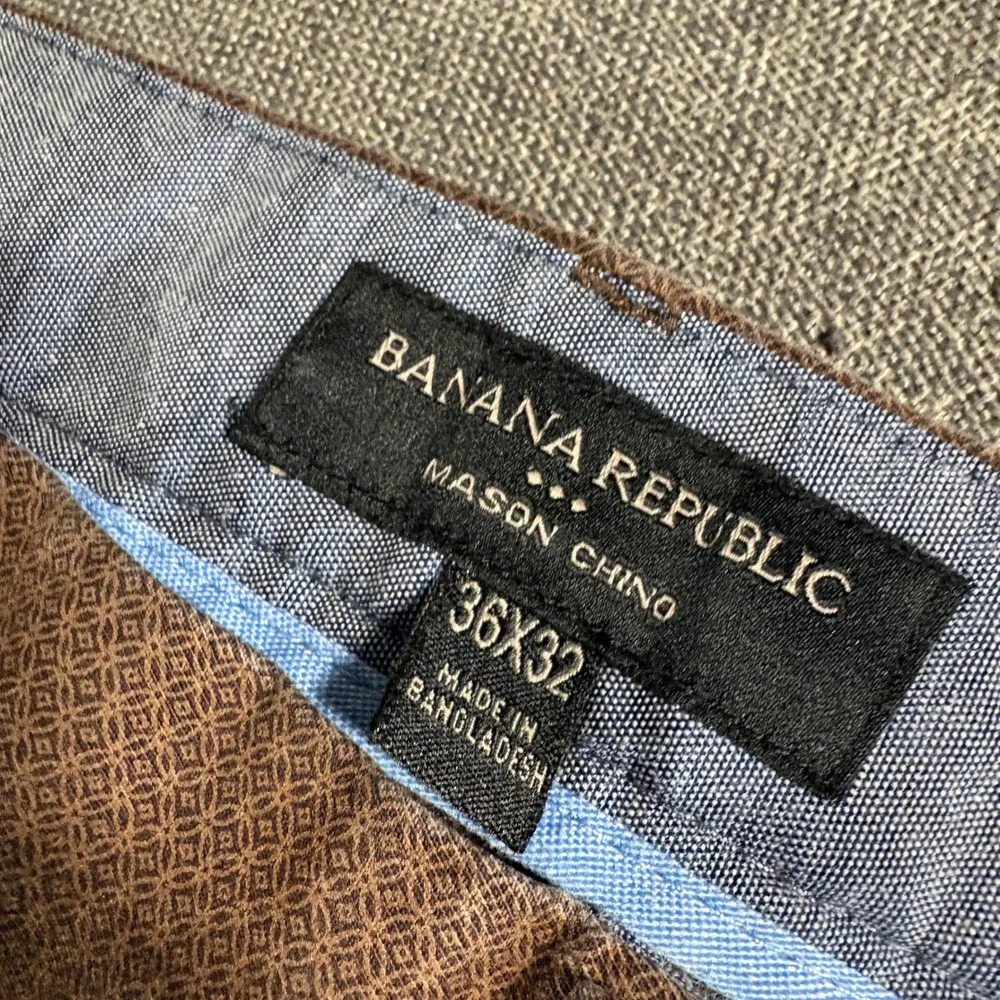 Banana Republic Mason Chino Mens 36x32 Brown Geometric Pattern Stretch Pants